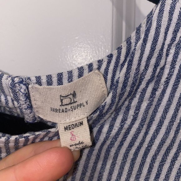 Thread & Supply Blue and White Stripe Crop Top -‎ Size Medium - Picture 3 of 4